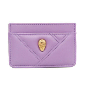 Bvlgari Serpenti Cabochon Card Holder Leather Card Case Purple